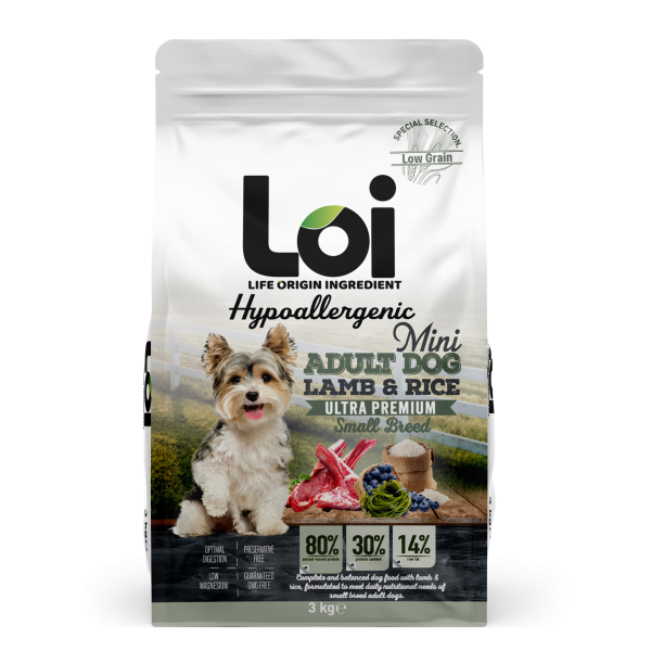Loi Ultra Premium  Kuzu Etli ve Pirinçli Yetişkin Mini Irk Köpek Maması